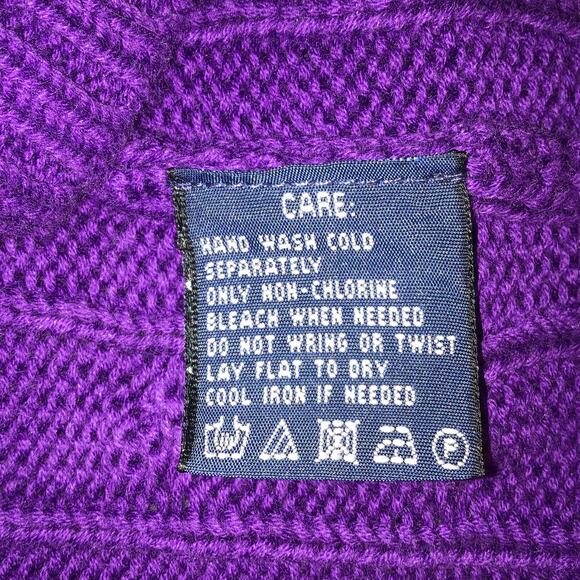 Ralph Lauren Sport Purple Cable Knit V-Neck Sweater Women’s Large Green Pony - Picture 4 of 7